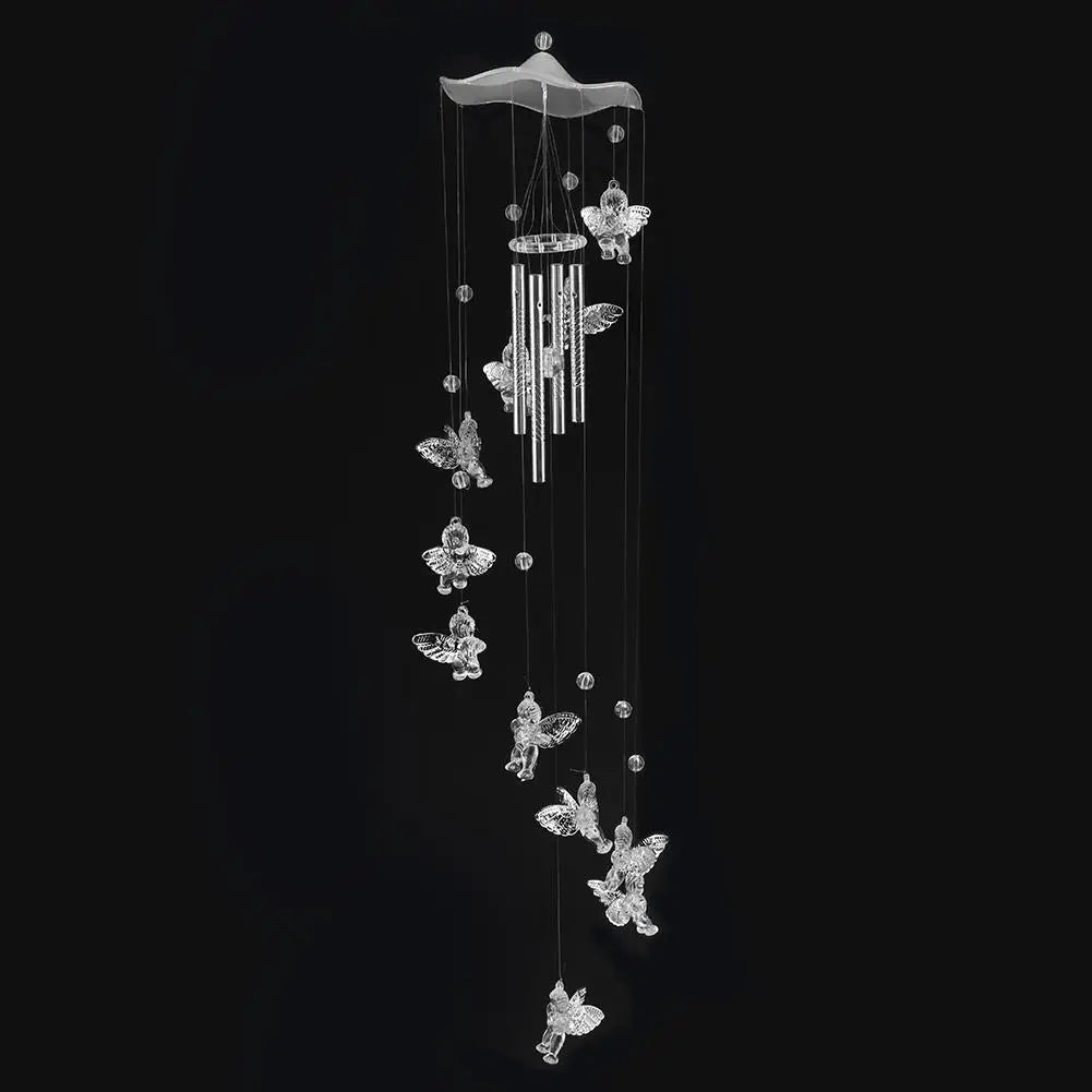 Carillon Klangverve "Luftkuss" | Carillons romantiques avec papillon & cloche | 55 cm Décoration en métal pour jardin, balcon & fenêtre