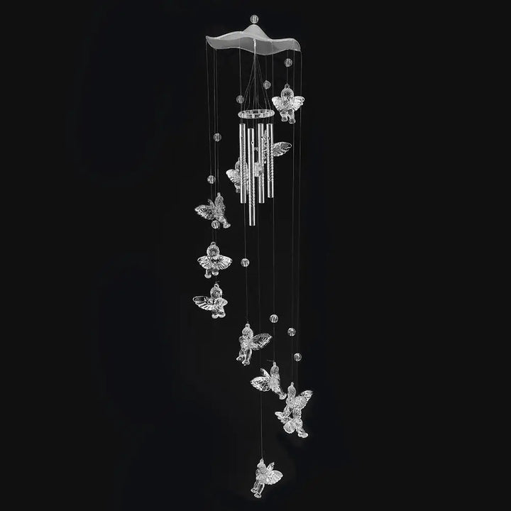 Carillon Klangverve "Luftkuss" | Carillons romantiques avec papillon & cloche | 55 cm Décoration en métal pour jardin, balcon & fenêtre