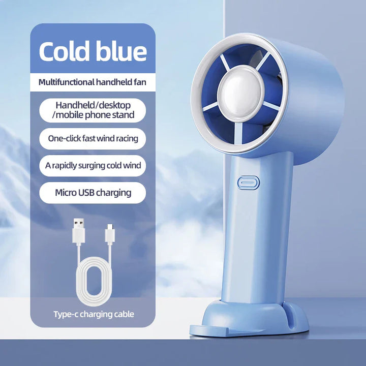 BrisaLite Mini Ventilateur à Main | Rechargeable USB | Refroidissement Silencieux avec Support pour Téléphone | 3 Vitesses pour Voyages & Bureau