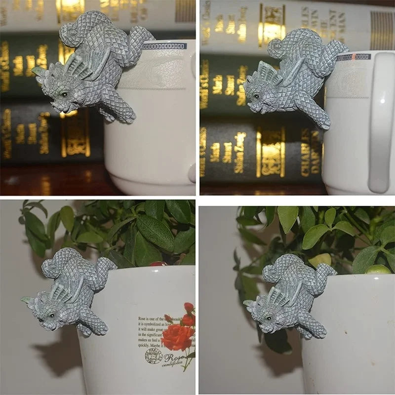 Figurines de dragons suspendues | Décor en résine résistant aux intempéries | Pour pots de fleurs et à la maison