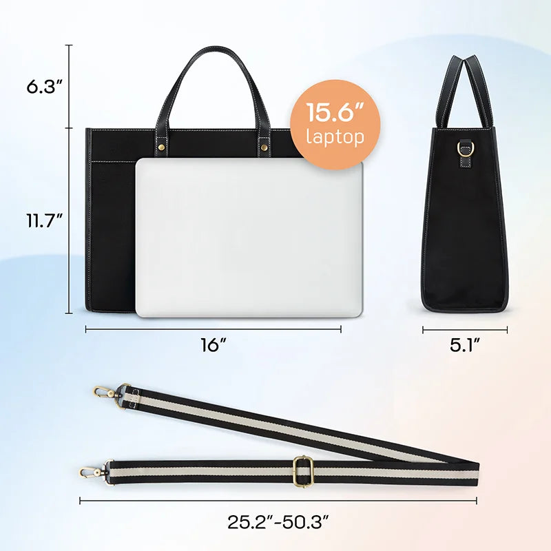 Sac à dos en toile Tascana pour ordinateurs portables femmes 15,6 pouces | Grand sac à bandoulière avec compartiments pour bureau, université et voyages | Sac à main élégant avec bandoulière et compartiment pour ordinateur portable