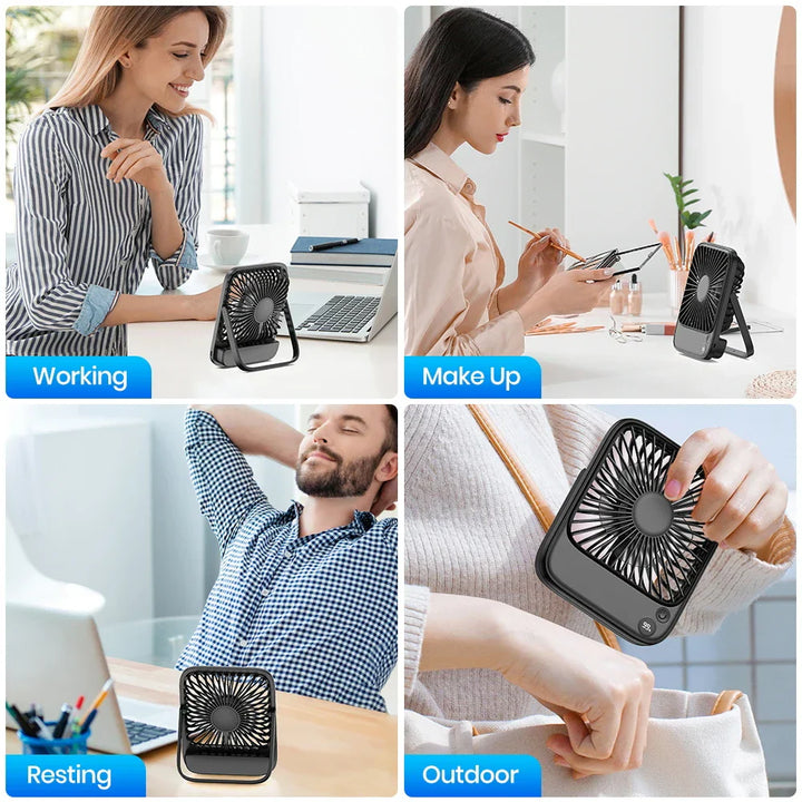 MiniVent Power | Ventilateur de table avec fonction batterie externe | Batterie de 5000mAh | 4 niveaux & Ultra Silencieux
