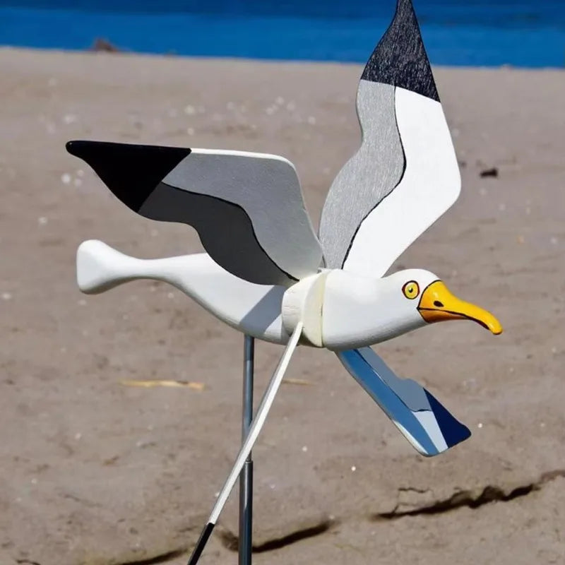Décoration de jardin Windvogel SkyGull | Créez un moulin à vent créatif avec motif de mouette | Résistant aux intempéries & réglable en hauteur | Figurine de 25 cm