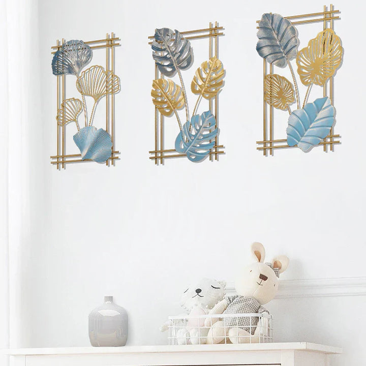Décoration murale en métal en forme de feuille | Design moderne | Fait main | 25 × 45 cm