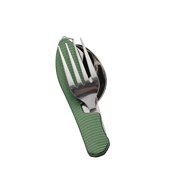 TrekMate 3-en-1 Ustensiles de Camping | Ensemble d'Ustensiles de Plein Air Pliable avec Couteau, Fourchette & Cuillère | Acier Inoxydable | Compact & Robuste | Pour Camping, Randonnée & Voyage