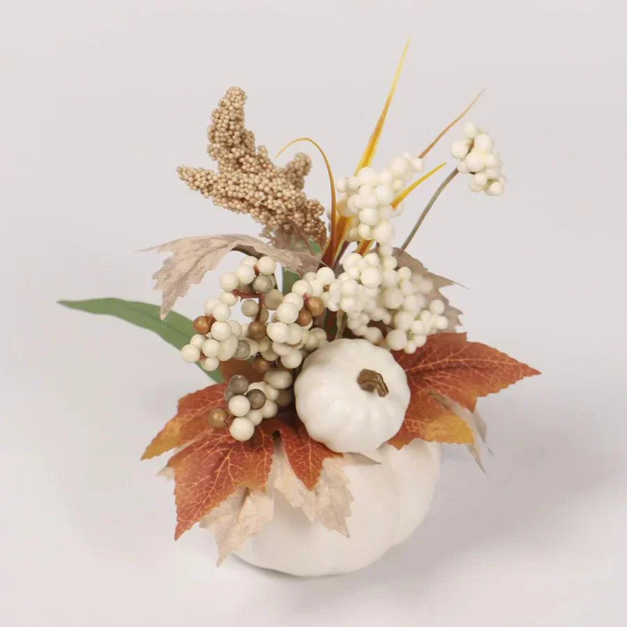 Décoration d'Automne Citrouille | Avec Fleurs Artificielles & Feuilles d'Érable | Décoration de Table Festive