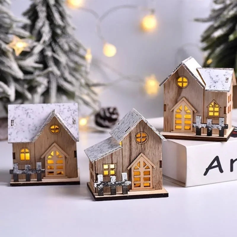 Maison en bois LED WinterLicht | Mini village de Noël | Décoration en bois lumineuse | 8×7×9,5 cm