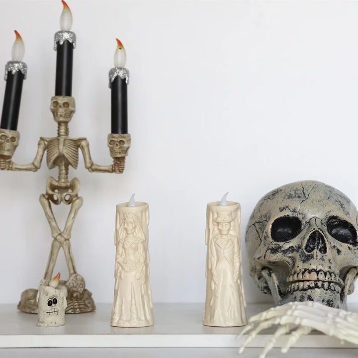 Bougie Halloween CreepyFlame | Bougie LED vacillante | Décoration effrayante pour fête, fenêtre et table