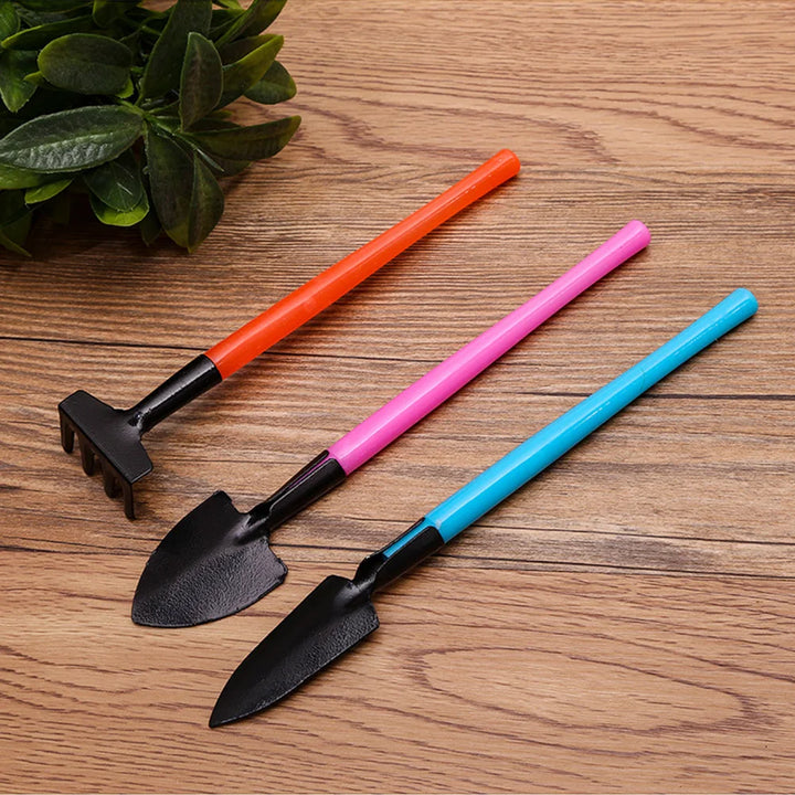 Florinita Ensemble d'outils de jardinage miniatures 3 pièces | Petite pelle, râteau & pelle | Pour plantes d'intérieur & bonsaïs | Longueur 22 cm