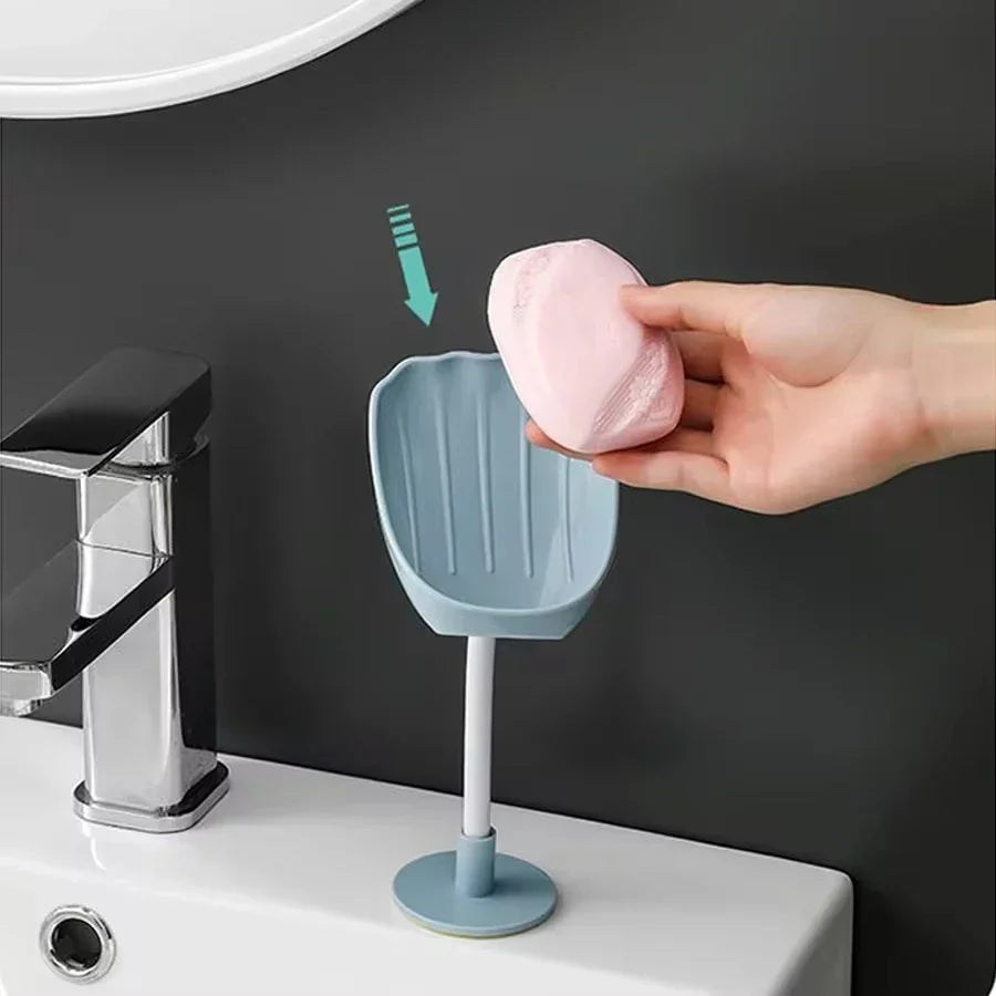 DryLoft Porte-savon | Double compartiment avec évacuation & couvercle | Montage mural sans perçage | Protection contre la poussière & gain de place