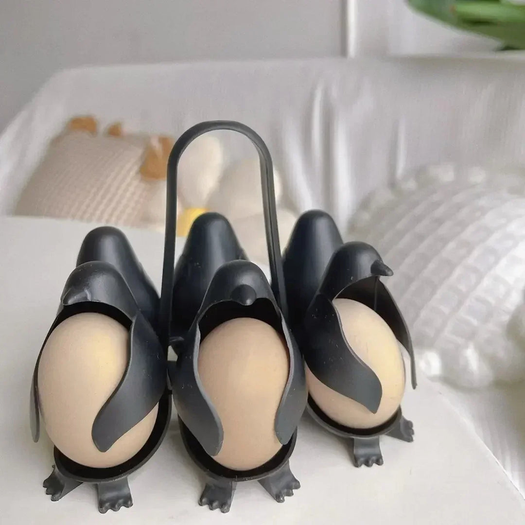 PinguEgg Cuiseur à œufs Design Pingouin | Capacité de 6 œufs | Résistant à la chaleur & Lavable au lave-vaisselle | 15 x 13 x 13 cm