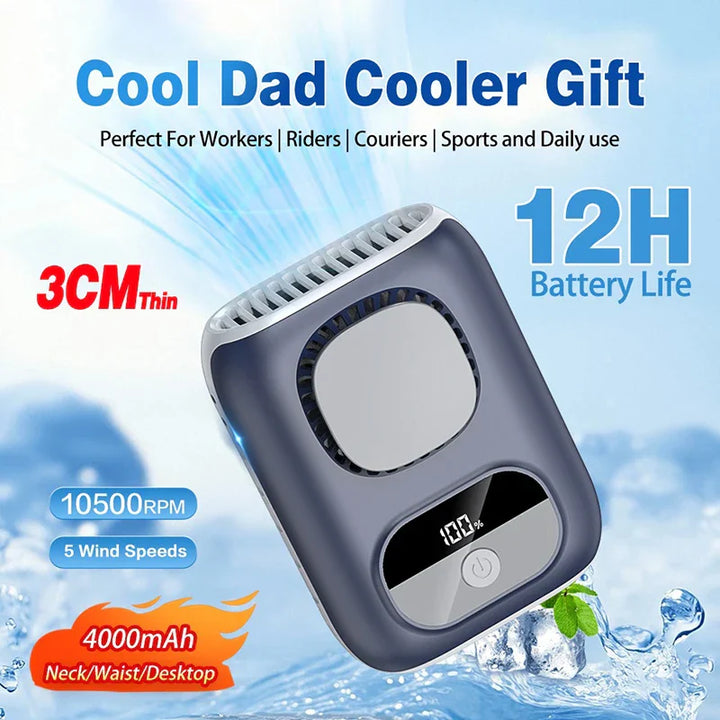 CoolBelt Mini Ventilateur de Taille | Portable & Sans Lame | Affichage LED & 12 Heures d'Autonomie | Rechargeable par USB-C