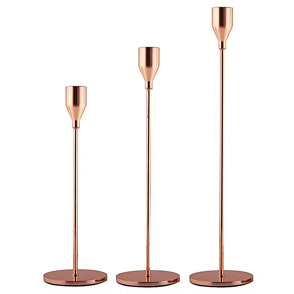 Ensemble de porte-bougies Luméa (3 pièces) | Design européen | Métal | 24–34 cm
