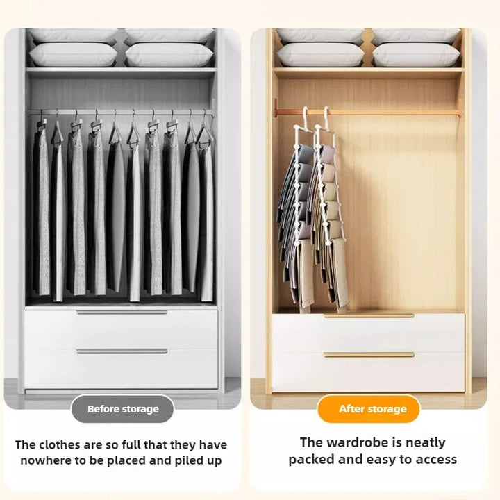 SteelSpace Porte-pantalon en acier inoxydable | 5/7 niveaux | Pliable et gain de place | Organisateur de placard