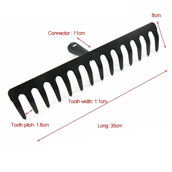 AgriZink Râteau de jardin en acier inoxydable avec 14 dents | Outil robuste pour l'agriculture et le jardinage | Pour les feuilles, le foin, la terre et le paillis | Râteau de sol de haute qualité