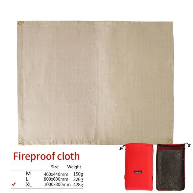 CampVita Tapis de Protection Contre le Feu pour Camping | Résistant à la Chaleur & Ignifuge | Idéal pour Barbecue & Feu de Camp | Fibre de Verre Beige