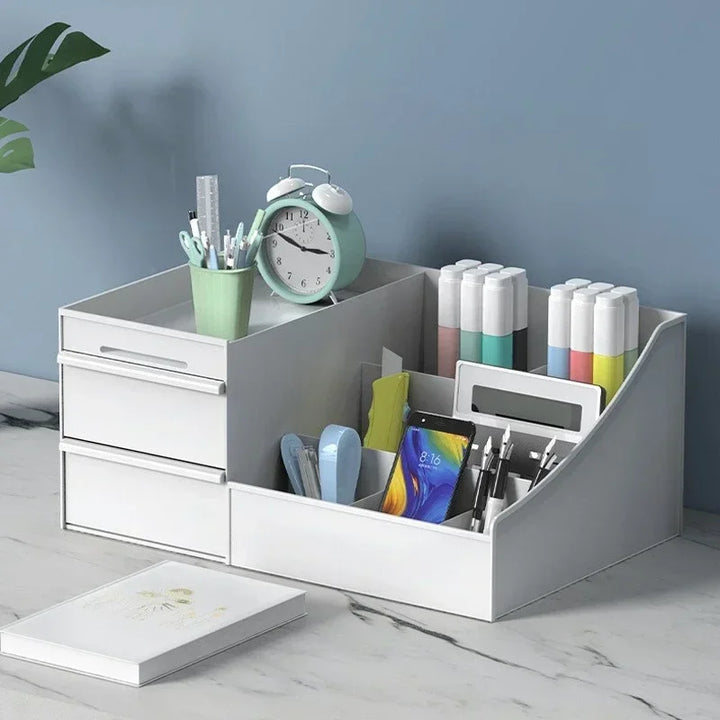 Organisateur de maquillage Cosmevo avec tiroirs | Rangement compact pour le maquillage pour salle de bain et coiffeuse – Blanc, mobile et facile à nettoyer