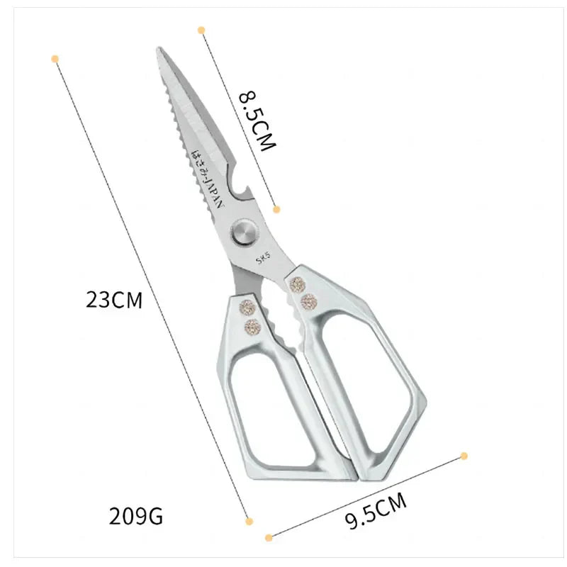 Ciseaux de cuisine multifonctionnels | Acier inoxydable SK5 | Pour viande, poisson & légumes | Poignée ergonomique