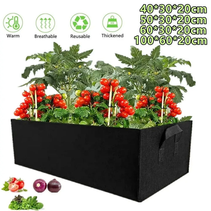 Florabrix Sac de Plante | Sac de Plante Rectangulaire en Tissu Non Tissé | Avec Poignées & Drainage | Pour Légumes, Fleurs & Herbes
