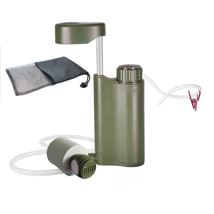 Filtre à eau extérieur PureTrek Survival | Capacité de filtration de 5000 L | Système de filtration en 4 étapes | Compact et robuste