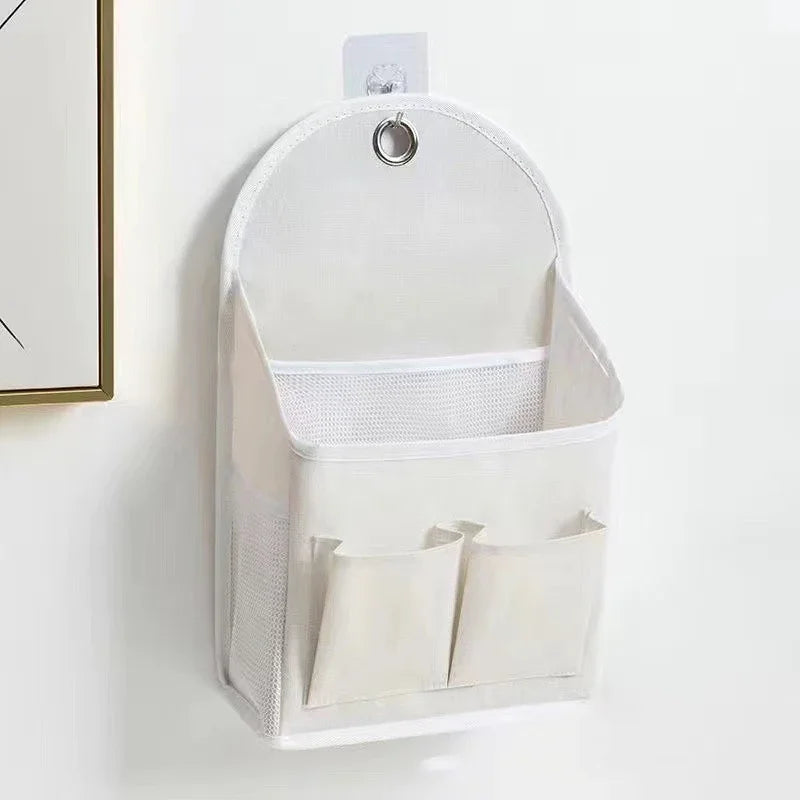 RoomEase Sac de rangement en tissu suspendu | Organisateur mural et de porte | 2 compartiments + poche latérale en mesh