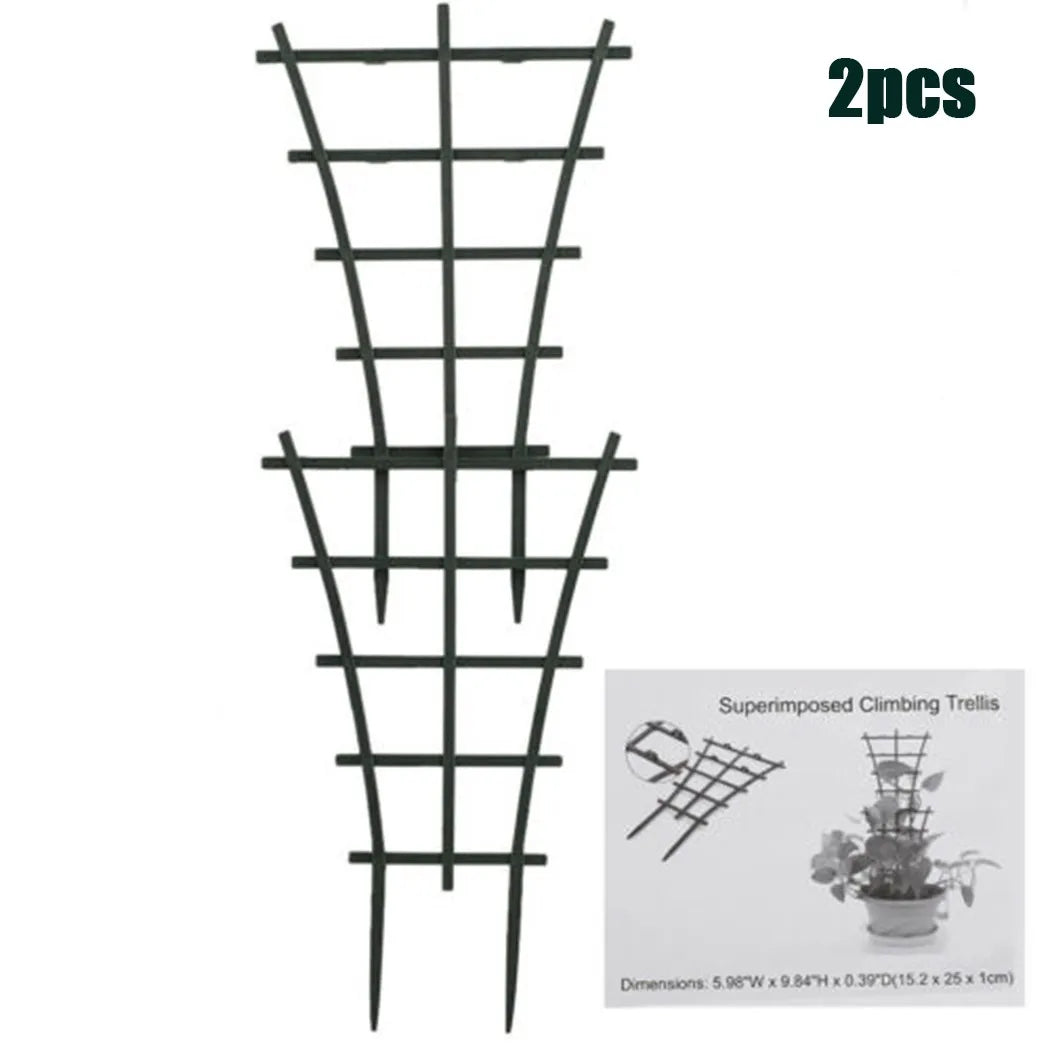 Vertura Support de Plantes 2 pièces | Aide à l'escalade pour pots de fleurs & légumes | Empilable & Résistant aux intempéries | Vert