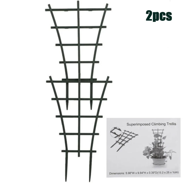Vertura Support de Plantes 2 pièces | Aide à l'escalade pour pots de fleurs & légumes | Empilable & Résistant aux intempéries | Vert