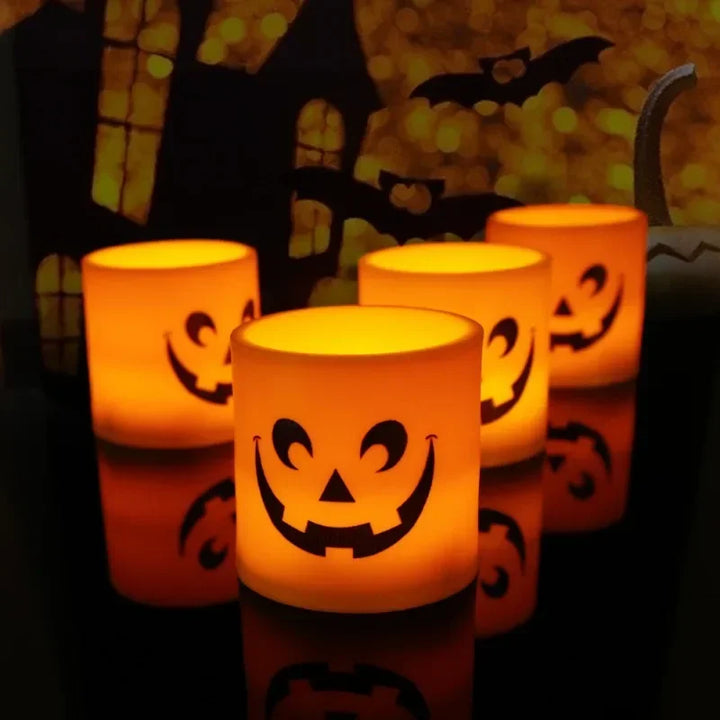 SpukLicht | Bougies LED en design fantôme | Set de 6 | Lumière jaune vacillante | Décor Halloween