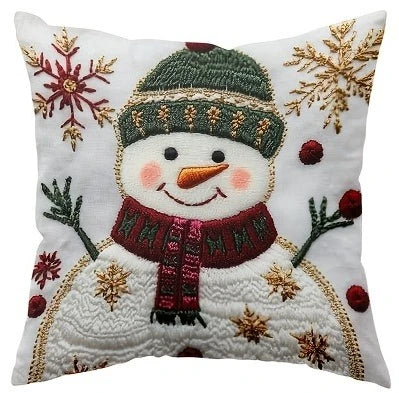 Housses de coussin de Noël NordGlanz | Santa, Bonhomme de neige, Renne & Sapin | Polyester de haute qualité | Lavable en machine