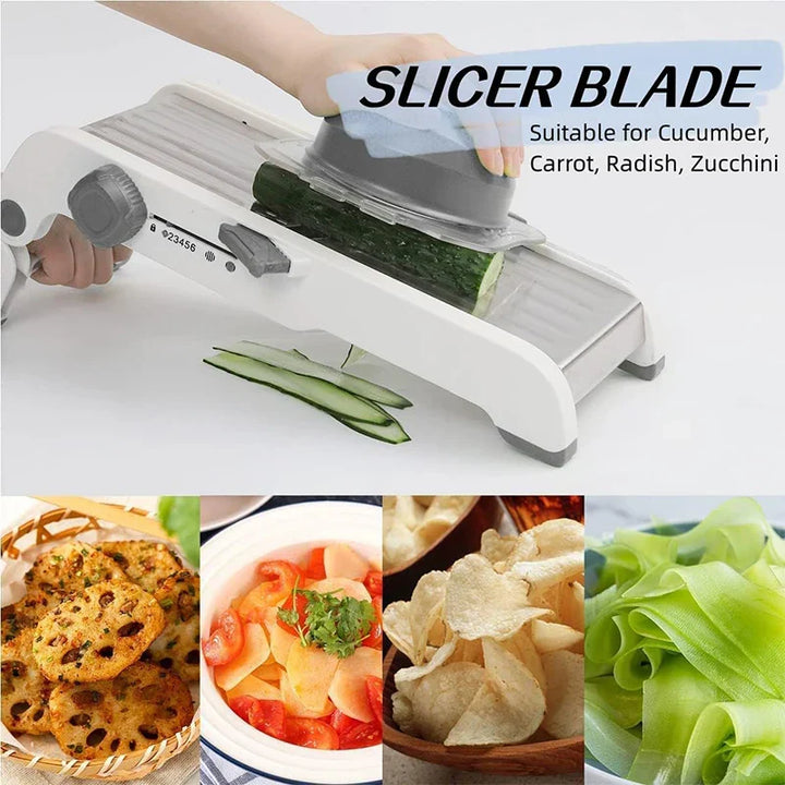 SchnittMeister 18-en-1 Mandoline Râpe à Légumes | Réglable & Lames en Acier Inoxydable | Pour Tranches, Frites & Julienne | Sûr & Polyvalent