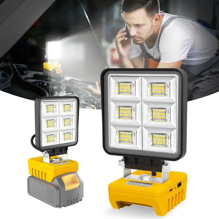 PowerLuma 48 Lampe de travail LED | 48W Projecteur à batterie | 5200 Lumens | Port de charge USB-C | Pour batteries DeWalt (sans batterie)