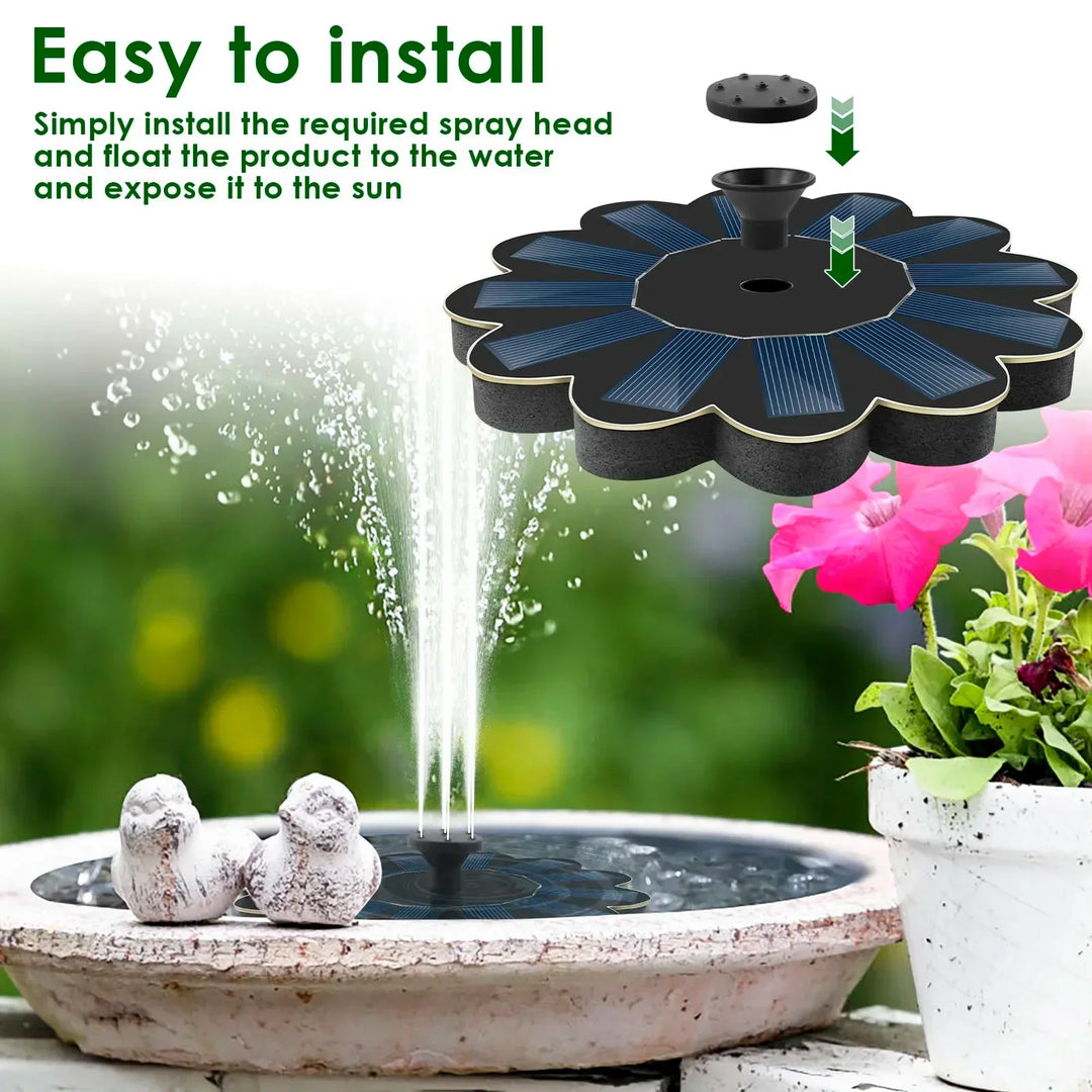 Fontaine de jardin solaire Spring | 5 buses interchangeables | Économique en énergie & sans entretien | Pour étang, abreuvoir pour oiseaux & balcon