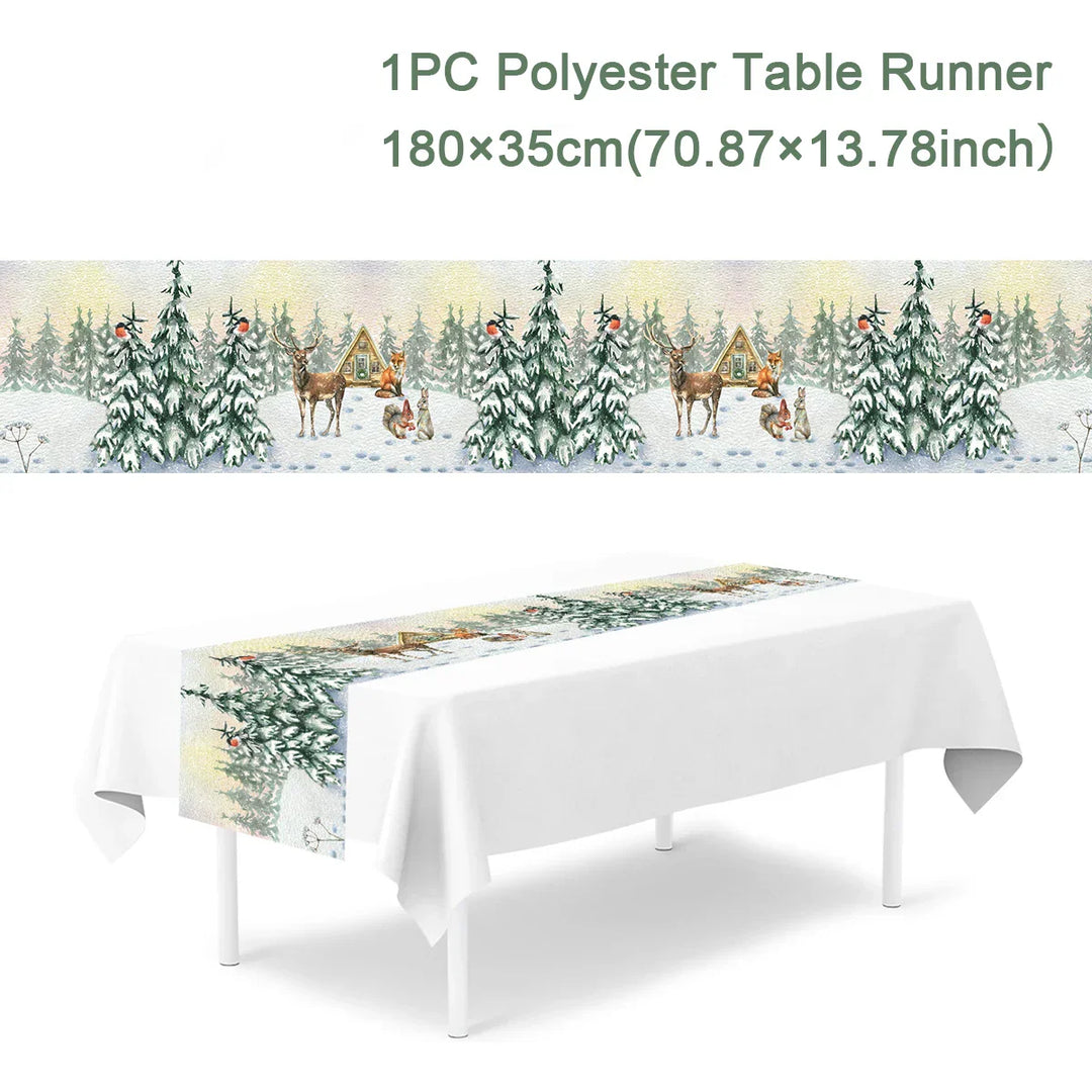 Nappe de Noël | 180×35 cm | Polyester | Décoration de table festive 2025