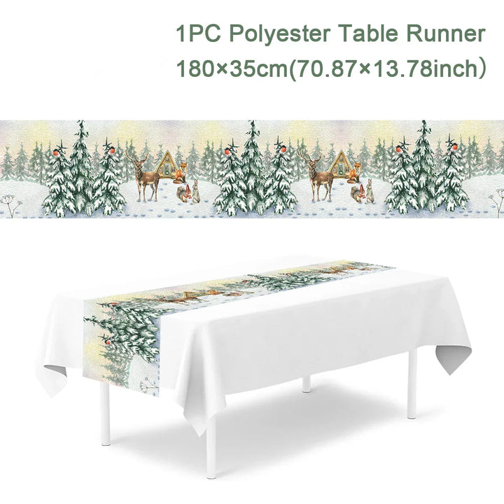 Nappe de Noël | 180×35 cm | Polyester | Décoration de table festive 2025