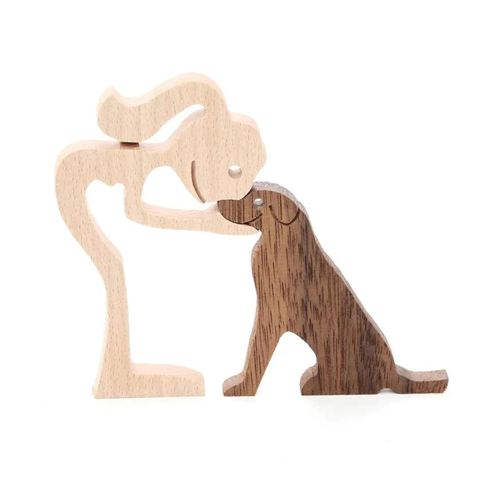 WoodyPaws | Figurine en bois Famille de chiens | Sculptée à la main | Décoration chaleureuse & idée cadeau
