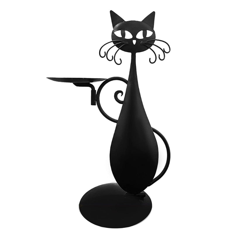 Bougeoir NoctiCat | Design Vintage Chat | Fer Noir | Protecteur & Élégant