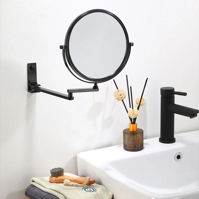 VisioLux Miroir de Maquillage | Miroir Mural 8 Pouces | Double Face & Agrandissant | Aluminium Noir