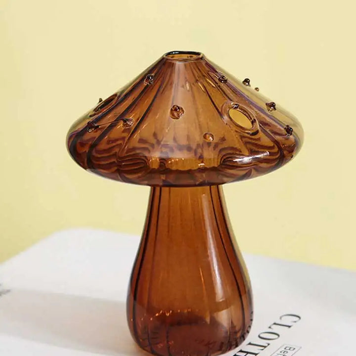 Vase en verre Glasflora en forme de champignon | Design créatif pour hydroponie & déco | Poli à la main & Transparent | 12×10 cm