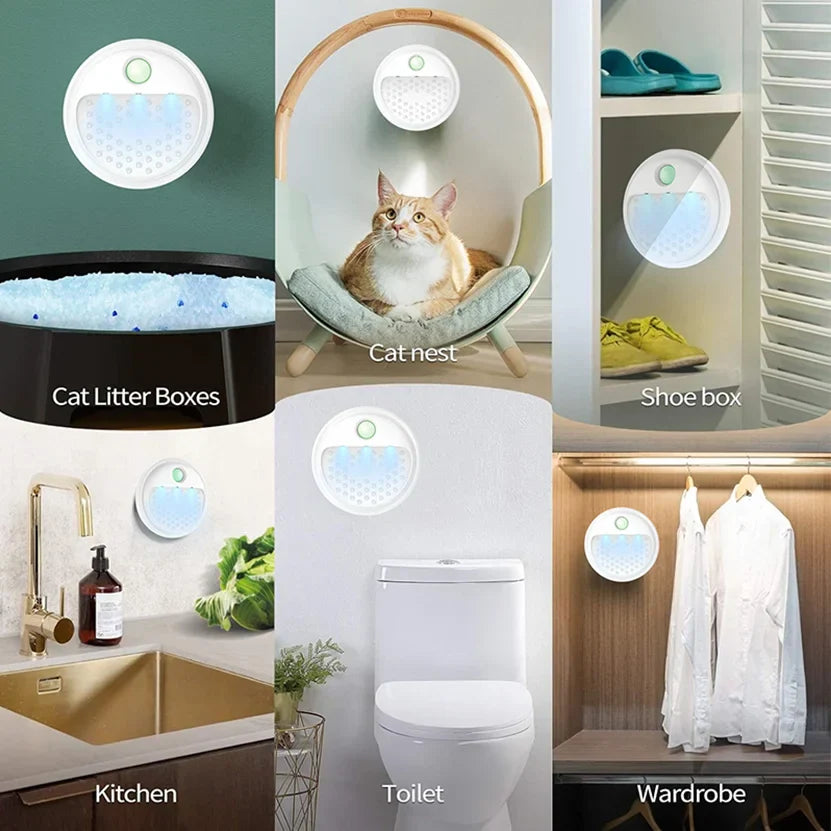 PurrAir Smart Désodorisant | Pour Litière de Chat | Batterie 4000 mAh | Technologie Ozone-Ions | Ø 10,5 × 4 cm