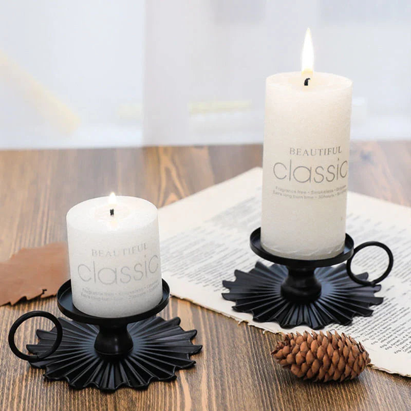 Bougeoir FerroGlow | Bougeoir en fer noir | Élégant & Intemporel | Pour mariage, fête & décoration intérieure