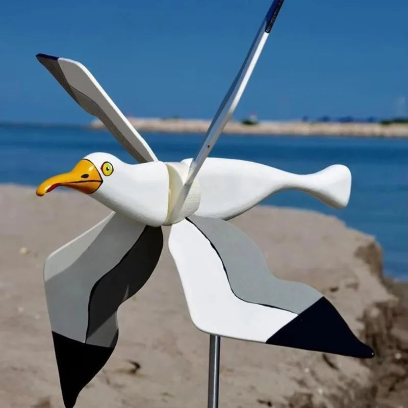 Décoration de jardin Windvogel SkyGull | Créez un moulin à vent créatif avec motif de mouette | Résistant aux intempéries & réglable en hauteur | Figurine de 25 cm
