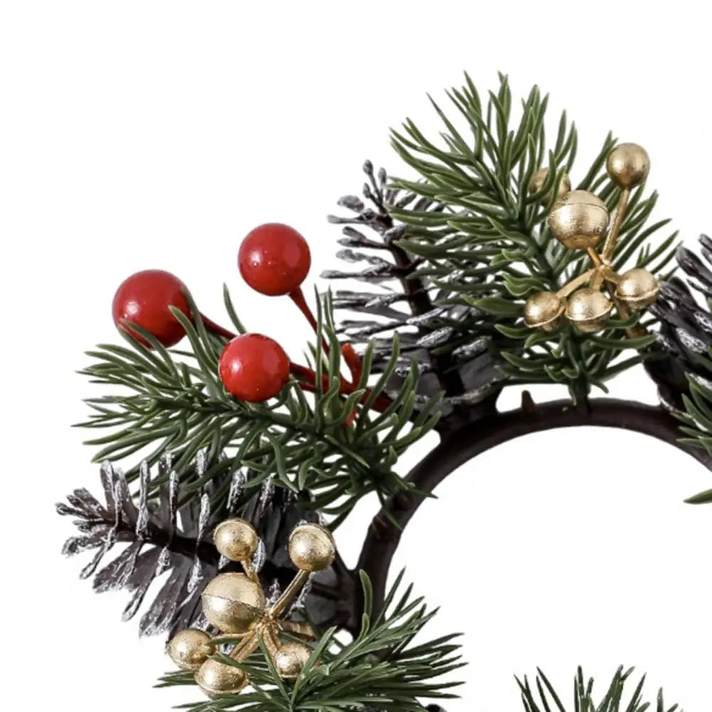Couronne de Bougie NordicPine | Couronne de Noël avec cônes de pin et baies | Couronne rustique en aiguilles de pin | Décoration de table festive