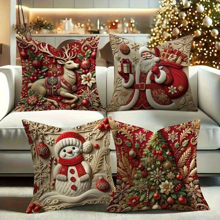 Housse de coussin de Noël Lunavia | Impression 2D | Design Père Noël | 45×45 cm | Décoration de Noël festive & idée cadeau