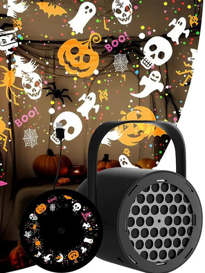 Projecteur SpookLight | 16 Motifs Halloween | Résistant aux intempéries & LED | USB Plug & Play