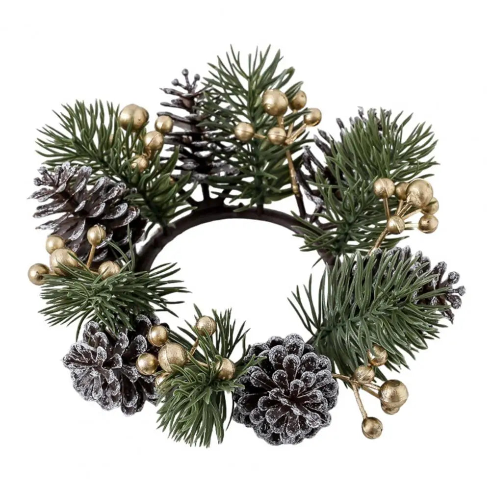 Couronne de Bougie NordicPine | Couronne de Noël avec cônes de pin et baies | Couronne rustique en aiguilles de pin | Décoration de table festive