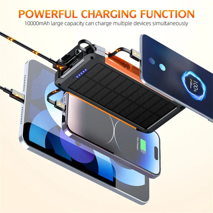 Voltaris MagCharge Powerbank Solaire 10000mAh | Charge sans fil magnétique | Fonction de charge rapide 22,5W | Avec câble et lampe de poche | Pour iPhone, Samsung et autres.