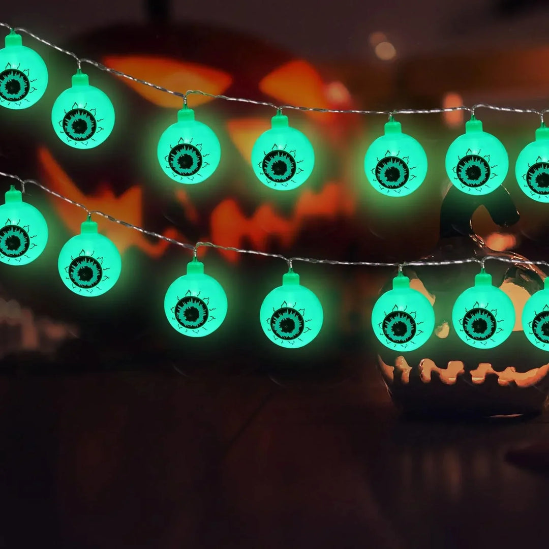 Guirlande LED Halloween CreepyEyes | 20 LED Globes Oculaires | Pour Maison, Jardin & Fête