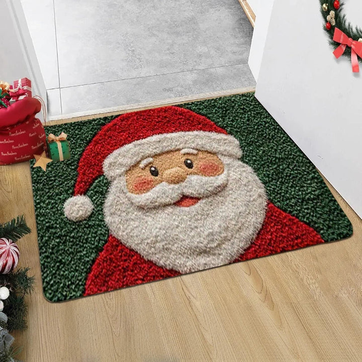 Tapis de Noël HollyStep | Design Père Noël & Pain d'Épices | Antidérapant & Lavable | Pour Intérieur & Extérieur | Édition 2026