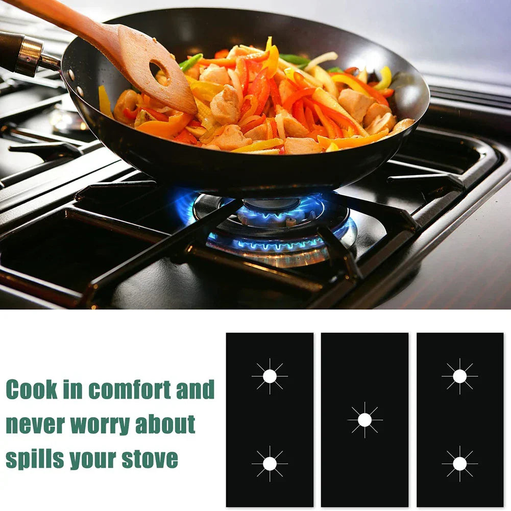 Set de Tapis de Protection pour Cuisinière Küchenglanz ThermoShield | 1 Set de 3 Couvre-Cuisinières Antiadhésifs | 54 × 27 cm | Découpable, résistant à la chaleur & réutilisable