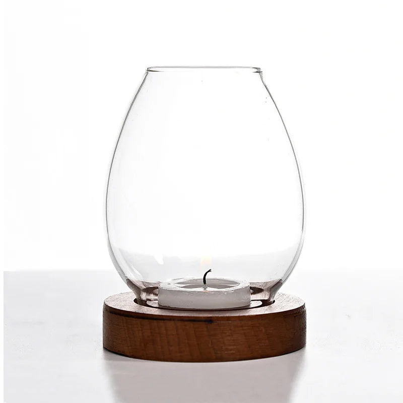 Porte-bougie en verre | Design rétro | Protégé du vent & creux | Pour mariage, fête & table à manger